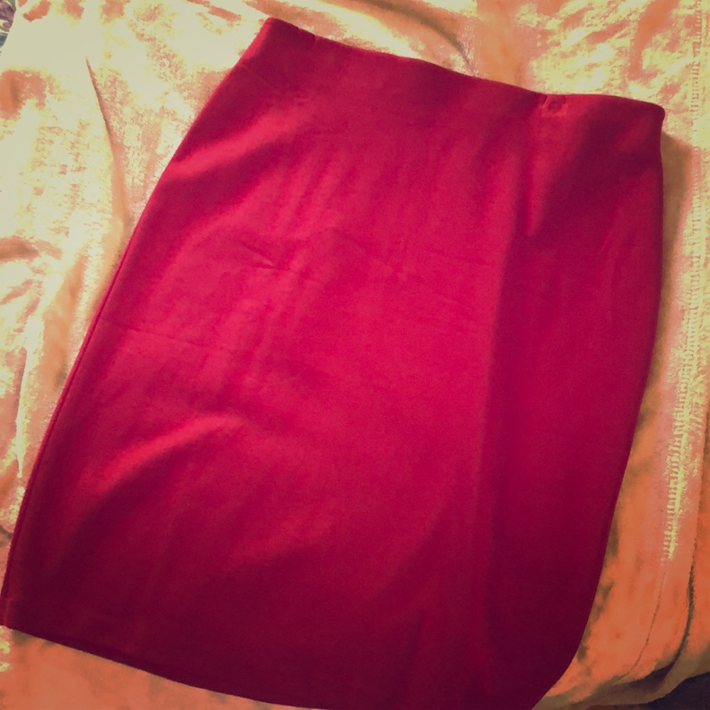 Slim fitted maroon skirt